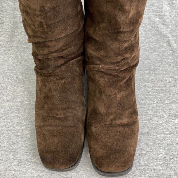 Markon Boots Womens 9M Brown Suede Leather Simon Fold Down Mid Calf Slouch - Picture 6 of 10